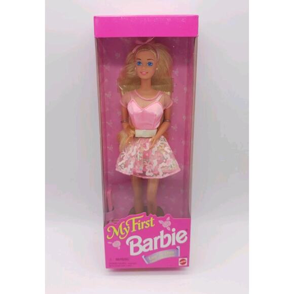 1996 My First Barbie Easy To Dress 14592 Mattel Blonde Doll Pink Dress - Picture 1 of 7